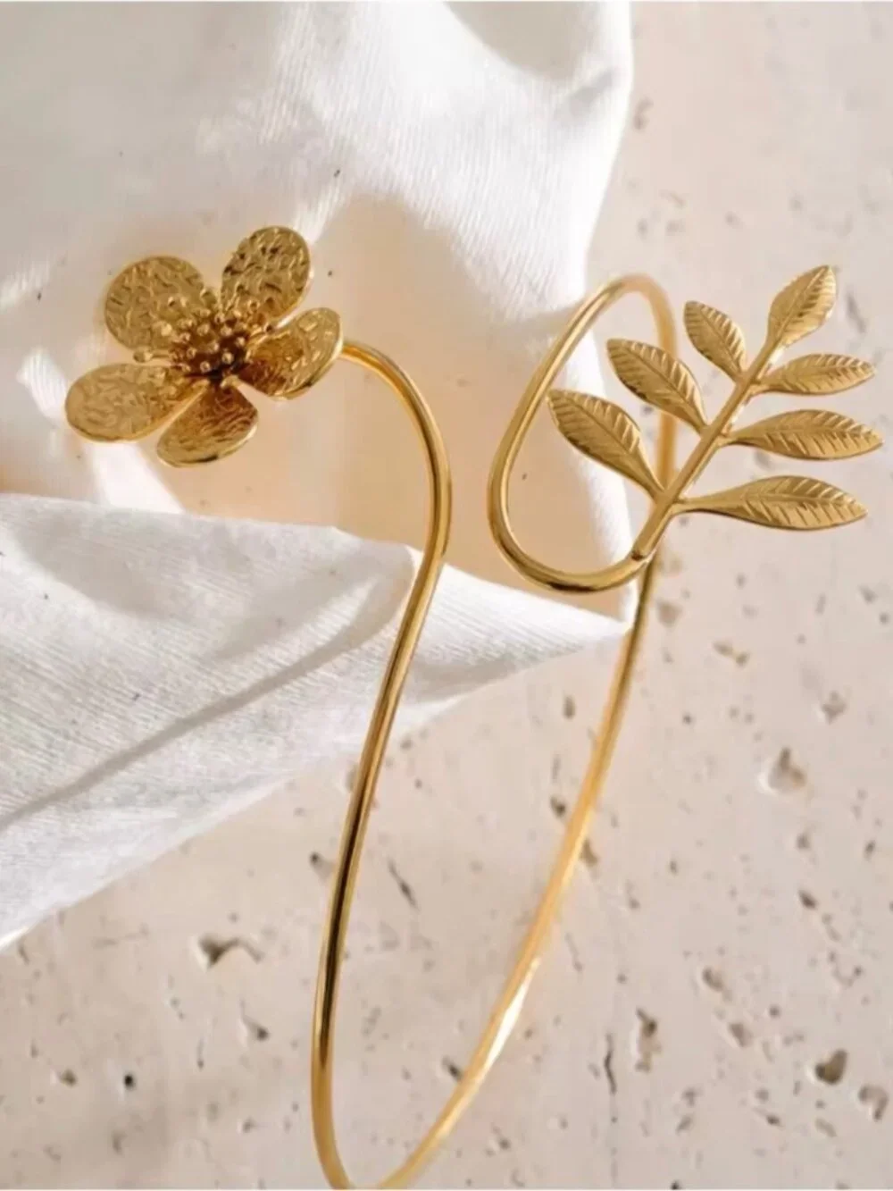 Gold plated Floral and Leaf Wrap Bracelet